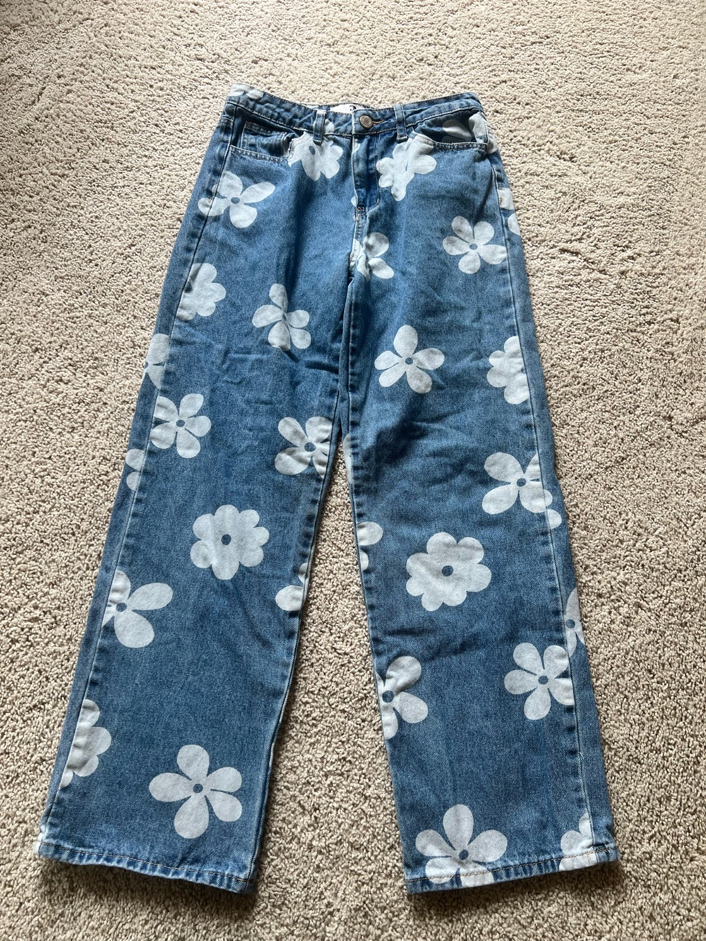 Flying Angel Flower Straight-Leg Women’s Jeans